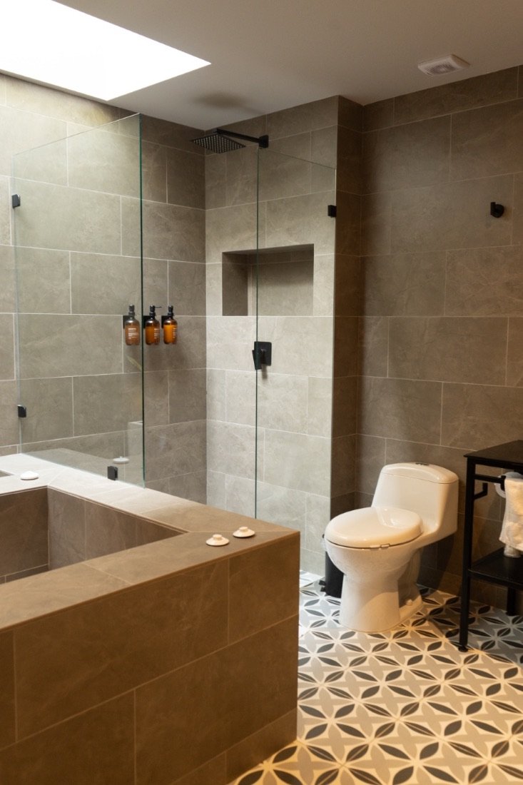 Private hot tub with rain shower in the Hot Tub Room