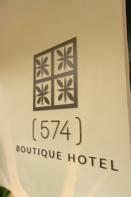 574 signage painted on the hotel wall
