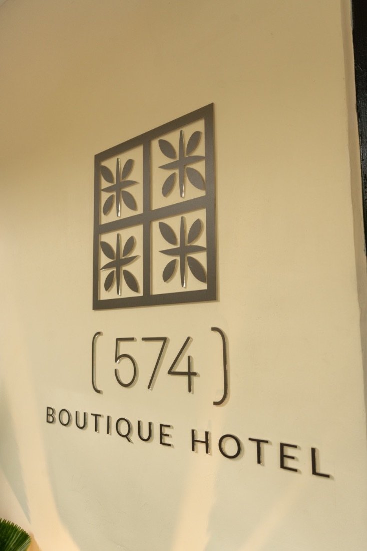 574 signage painted on the hotel wall